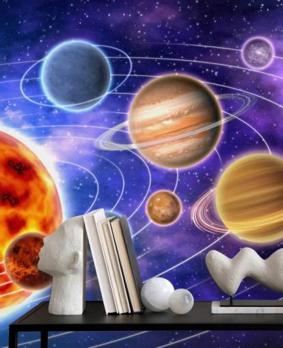 Planeetat kiertävät aurinko seinämaalaus Planeetat kiertävät aurinko seinämaalaus