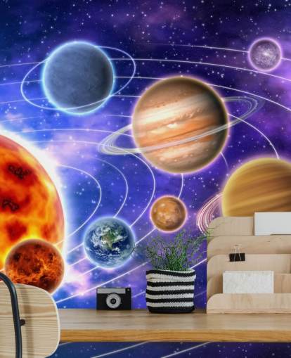 Planeetat kiertävät aurinko seinämaalaus Planeetat kiertävät aurinko seinämaalaus