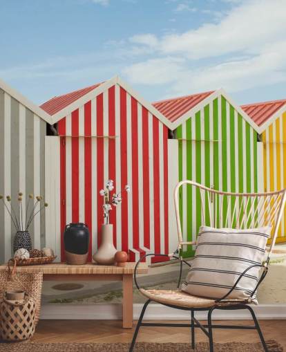 Stripey Colourful Huts Wallpaper Stripey Colourful Huts Wallpaper