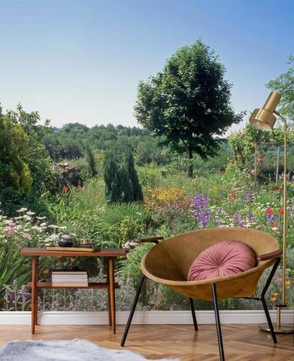Decorazione murale con giardino inglese in estate Decorazione murale con giardino inglese in estate