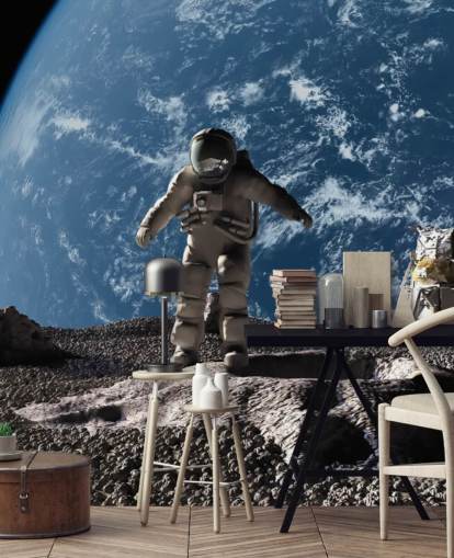 op maat gemaakte astronaut behangmuurschildering genaamd The Astronaut voor kinderkamers op maat gemaakte astronaut behangmuurschildering genaamd The Astronaut voor kinderkamers