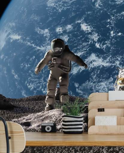 mural de papel pintado personalizado de astronautas llamado El astronauta para dormitorios infantiles mural de papel pintado personalizado de astronautas llamado El astronauta para dormitorios infantiles