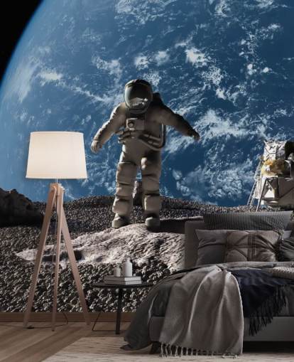 carta da parati murale personalizzata con astronauta chiamata The Astronaut per le camerette dei bambini carta da parati murale personalizzata con astronauta chiamata The Astronaut per le camerette dei bambini