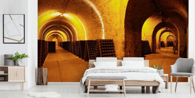 Beleuchtete Weintunnel 3D-Hintergrundbild
