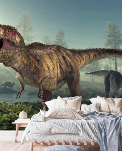 Tyrannosaurus Rex Hunts Wall Mural Wallpaper Tyrannosaurus Rex Hunts Wall Mural Wallpaper