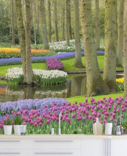 Fargerike Tulipaner Park Veggmaleri Fargerike Tulipaner Park Veggmaleri