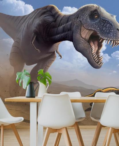 Tyrannosaurus Rex Lunch väggmålning Bakgrund Tyrannosaurus Rex Lunch väggmålning Bakgrund