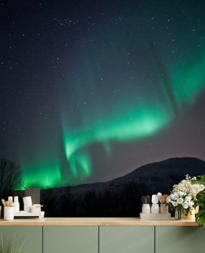 Gröna och blå nätter Sky väggmålning Gröna och blå nätter Sky väggmålning