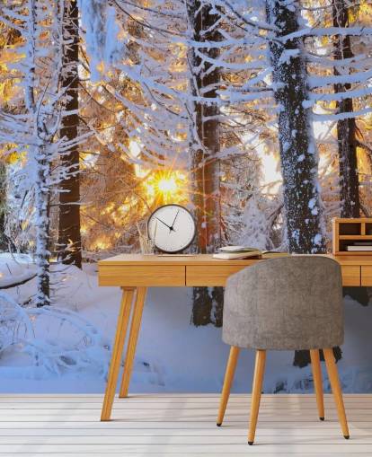 Snötäckta träd väggmålning Snötäckta träd väggmålning