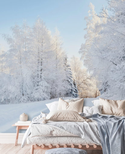 Snöiga träd väggmålning Snöiga träd väggmålning