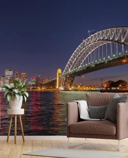 carta da parati illuminata sydney bridge di notte carta da parati illuminata sydney bridge di notte