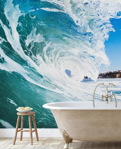 blå bølge tapetmaleri kaldet Rolling Waves af Image Source til teenagers soveværelser og spillelokaler blå bølge tapetmaleri kaldet Rolling Waves af Image Source til teenagers soveværelser og spillelokaler