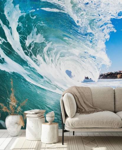 blå bølge tapetmaleri kalt Rolling Waves av Image Source for tenårings soverom og spillrom blå bølge tapetmaleri kalt Rolling Waves av Image Source for tenårings soverom og spillrom