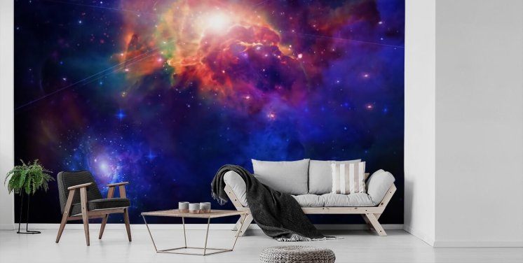 blå och lila anpassningsbar rymdtapet väggmålning som heter Space for Children's Bedroom