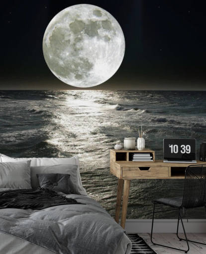 white customisable moon wallpaper mural called Moon for bedrooms white customisable moon wallpaper mural called Moon for bedrooms