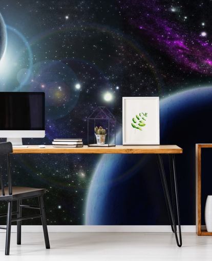 Fondo de pantalla de dos planetas azules Fondo de pantalla de dos planetas azules