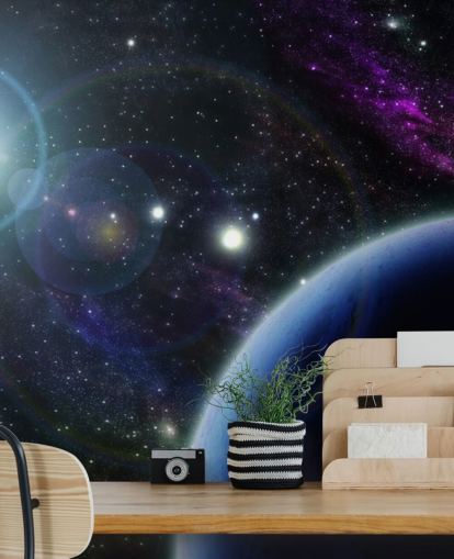 Papel de parede de dois planetas azuis Papel de parede de dois planetas azuis