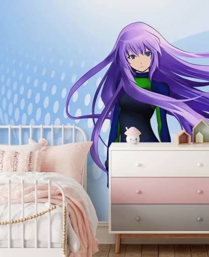 lilla haired anime jente tapet lilla haired anime jente tapet