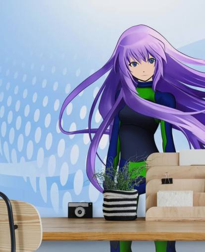 lilla haired anime jente tapet lilla haired anime jente tapet