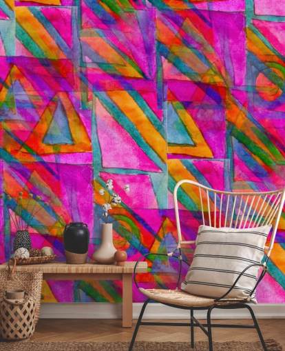 papel de parede de arte abstrata rosa, laranja e verde papel de parede de arte abstrata rosa, laranja e verde