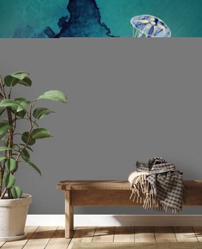 blue and gold jellyfish wallpaper mural called Floating Jellyfish III by SpaceFrog Designs for bedrooms, bathrooms and hallways blue and gold jellyfish wallpaper mural called Floating Jellyfish III by SpaceFrog Designs for bedrooms, bathrooms and hallways