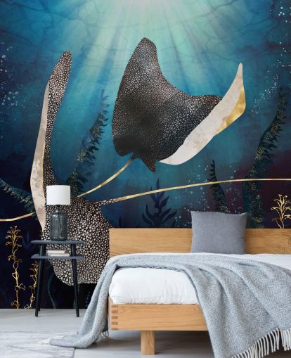 papel de parede stingray navy e gold color papel de parede stingray navy e gold color