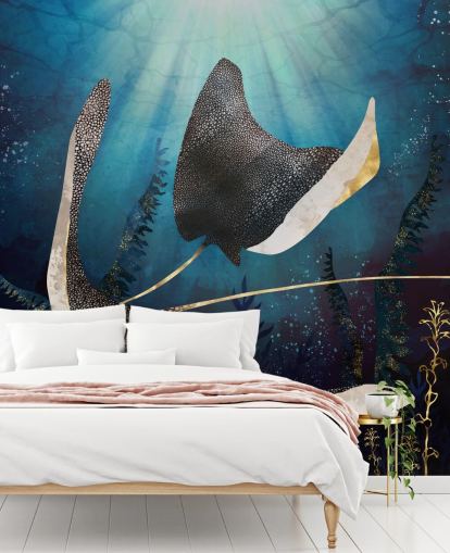stingray marine og gull farge tapet stingray marine og gull farge tapet