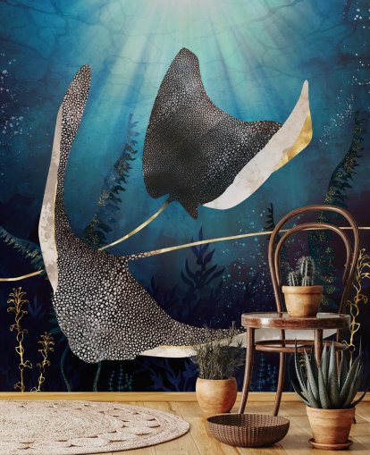 papel de parede stingray navy e gold color papel de parede stingray navy e gold color