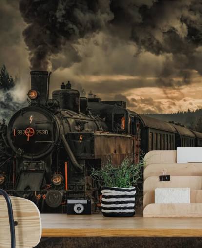 papier peint mural d'un train à vapeur sombre appelé Gold Digger Train de 1x Photography papier peint mural d'un train à vapeur sombre appelé Gold Digger Train de 1x Photography