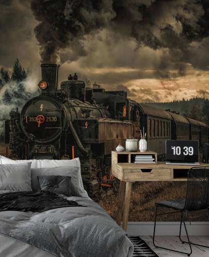 mørkt damptog tapetmaleri kaldet Gold Digger Train fra 1x Photography mørkt damptog tapetmaleri kaldet Gold Digger Train fra 1x Photography