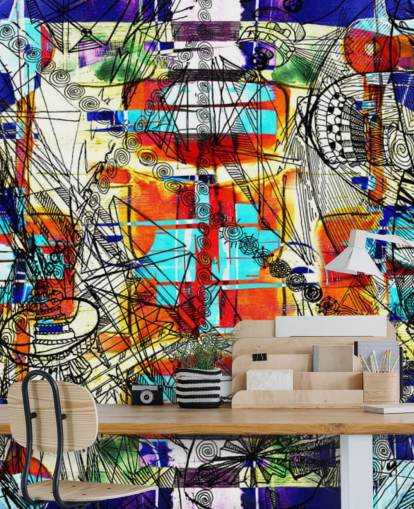 Fargerik abstrakt kunst tapet Fargerik abstrakt kunst tapet