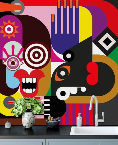 papier peint mural abstrait coloré appelé Abstract Women pour les salons et les chambres papier peint mural abstrait coloré appelé Abstract Women pour les salons et les chambres