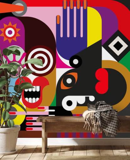 papier peint mural abstrait coloré appelé Abstract Women pour les salons et les chambres papier peint mural abstrait coloré appelé Abstract Women pour les salons et les chambres