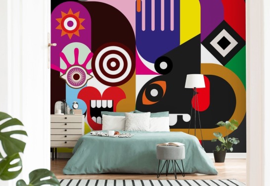carta da parati astratta colorata chiamata Abstract Women per salotti e camere da letto