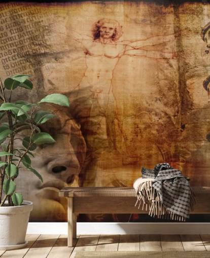 Vitruvian Man, Italiensk Ikoner Mural Vitruvian Man, Italiensk Ikoner Mural