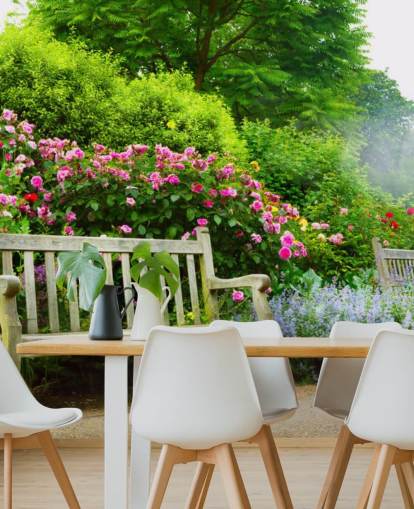 Parkbank im Park Fototapete Parkbank im Park Fototapete