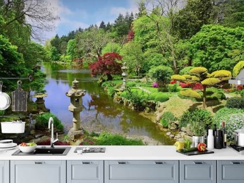oriental style garden wallpaper
