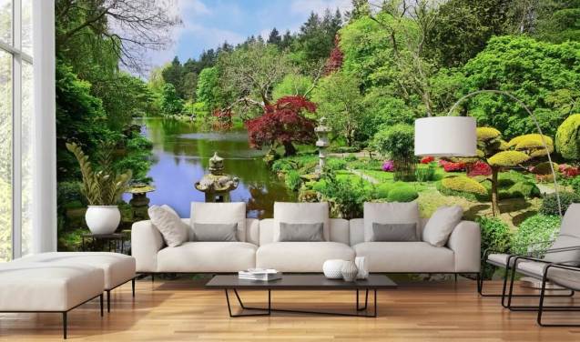 papier peint de jardin de style oriental
