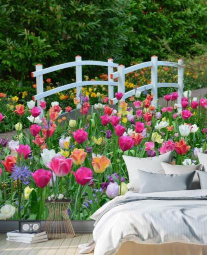 värikäs puutarhatapetti seinämaalaus nimeltä Keukenhof Tulips ruokasaleihin ja makuuhuoneisiin värikäs puutarhatapetti seinämaalaus nimeltä Keukenhof Tulips ruokasaleihin ja makuuhuoneisiin