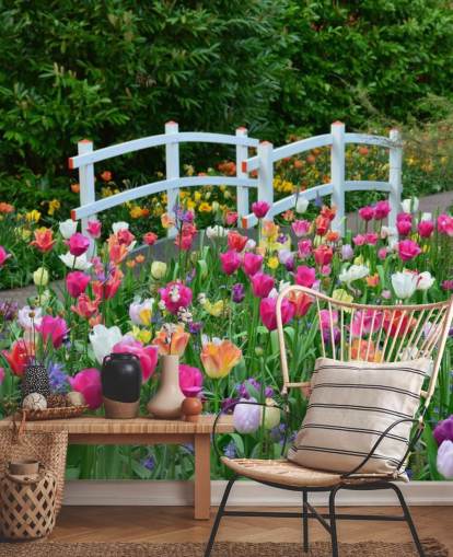 värikäs puutarhatapetti seinämaalaus nimeltä Keukenhof Tulips ruokasaleihin ja makuuhuoneisiin värikäs puutarhatapetti seinämaalaus nimeltä Keukenhof Tulips ruokasaleihin ja makuuhuoneisiin