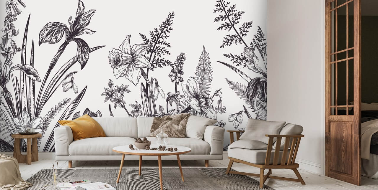 Floral Illustration Wallpaper | Wallsauce US