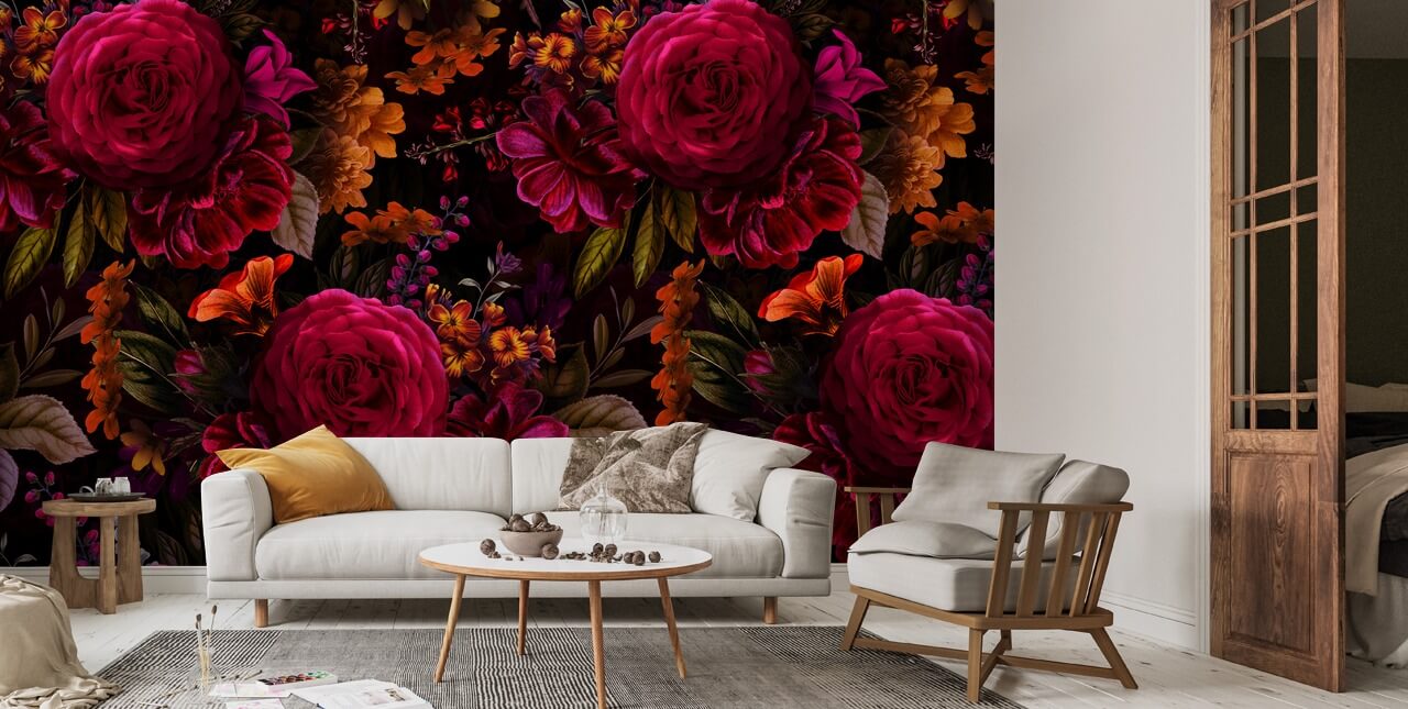 Clashing Roses Wallpaper | Wallsauce UK