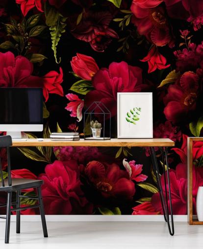 romantisk rød floral tapet romantisk rød floral tapet