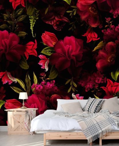 romantisk rød floral tapet romantisk rød floral tapet