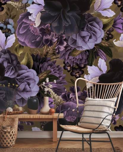 dark purple and light purple peony flowers on khaki green background wallpaper dark purple and light purple peony flowers on khaki green background wallpaper