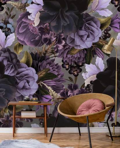dark purple floral wallpaper with grey background dark purple floral wallpaper with grey background