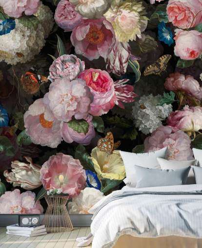 rosa blomster på mørk bakgrunn tapet rosa blomster på mørk bakgrunn tapet