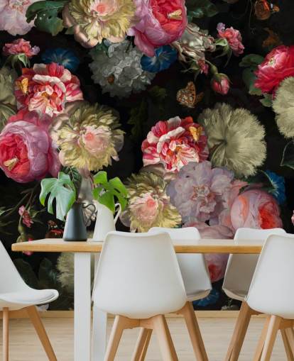 rosa ros och fjäril mörk blommig tapeter rosa ros och fjäril mörk blommig tapeter