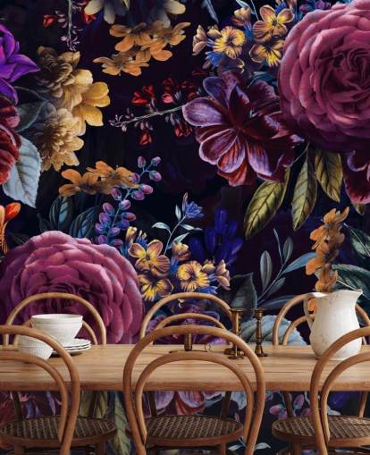 dunkel-lila und rosa Blumentapete dunkel-lila und rosa Blumentapete