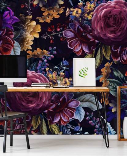 papel de parede de flor rosa e roxo escuro papel de parede de flor rosa e roxo escuro